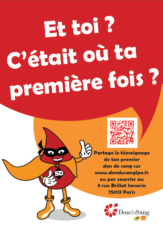 Affiche premiere fois don du sang la poste orange 1