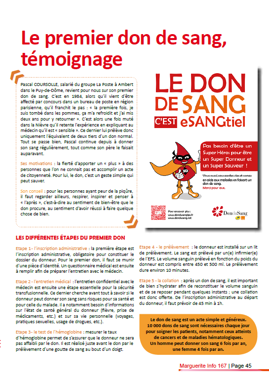 Temoignage benevole don de sang